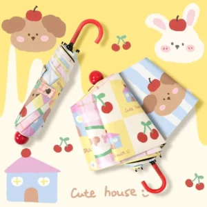 Factory OEM Custom Logo UV Protection Waterproof 8 Rib Cartoon Kids Hook Handle Umbrella for School and Outdoor Use
