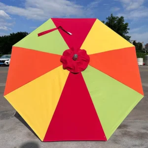 Factory Outdoor Beach Sun Umbrella Long Metal Pole Four Color Patchwork Patio Shade Canopy