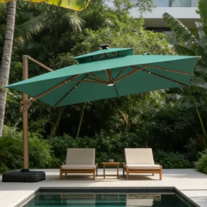 Factory Outdoor Hanging Cantilever Umbrella 3x3m or 2.5×2.5m Aluminum Pole Iron Ribs 260g UV-Protected Fabric
