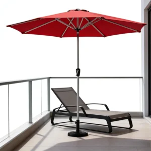 Factory Outdoor Hotel Center Pole Umbrella 270-8-38 with Powder-Coated Steel Frame, ABS Crank Housing, and Riveted Ribs