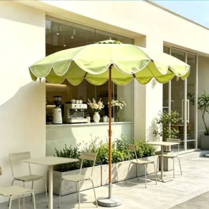 Factory Outdoor Striped Round Single Top Curved Center Pole Lightweight Umbrella for Park Restaurant Shade