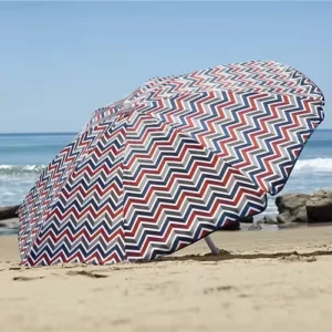 Factory Outdoor Waterproof Folding Beach Umbrella, Stripe, Heavy-Duty Wind, Portable for Sand
