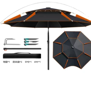 Factory Oxford Double Layer Black Rubber Rain Proof Sunshade Umbrella Thickened Windproof Fishing Tools Fishing Umbrella
