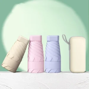 Factory Price Custom Mini Pocket 5-Fold Umbrella Lightweight Pongee Fabric UV Protection Compact Umbrella for Women