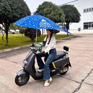 Factory Sale Electric Bike Umbrella Silver Coating Rainproof Sunshade Wind Resistant Design
