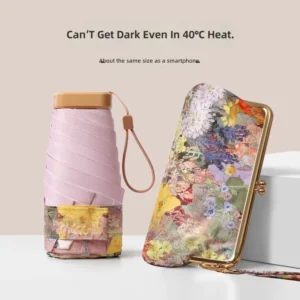 Factory Stock Digital Printing 6-Rib Alloy Vintage Manual Lady’s Folding UV Sunshade Rain Umbrella