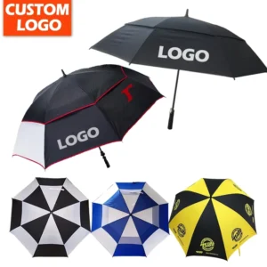 Factory Sublimation Golf Umbrella With Custom Logo Prints