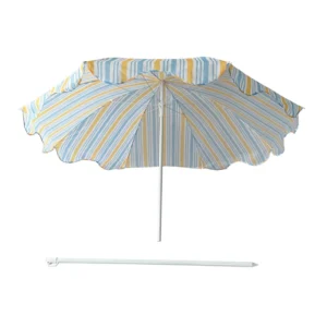 Factory Summer Custom Printed Lightweight Sun Parasol Oxford Fabric Steel Boho Scalloped Edge Beach Umbrella