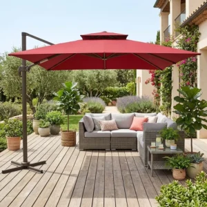 Factory Supplied Outdoor Restaurant Beach Pool Solar Cantilever Patio Roman Umbrella