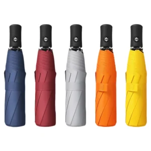Factory Supplier Fully Automatic Opening Closing Windproof Three Folding Umbrella 190T Pongee Fabric 102cm Open