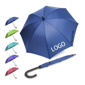Factory Supply Advertising Auto Open Straight Umbrella for Hotel J Handle Branded Stick Straight Umbrella With Logo