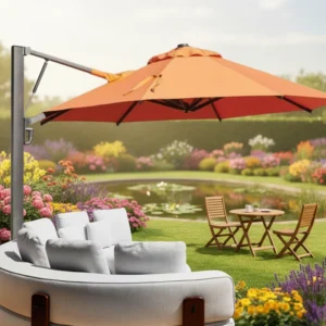 Factory Supply Aluminum Waterproof Foldable Patio Umbrella 4m Canopy Commercial Parasol for Courtyard Beach