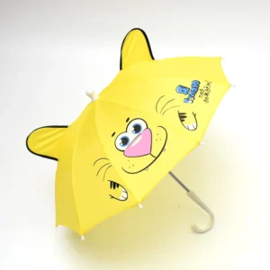 Factory Supply Custom Fashion Yellow Cartoon Stick Kids Umbrella Pastel Manual