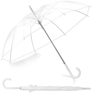 Factory Supply Custom Wedding Clear Umbrella, Semi-Automatic PVC Transparent Rain Umbrella with Logo