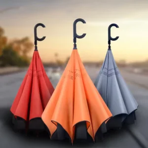 Factory Supply Inverted Umbrella C-Shape Handle Auto Open Manual Close Reverse Umbrella With Logo