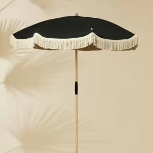 Factory UV 50+ Canvas Canopy Shade Beach Windproof Umbrella With Tassel Vintage Fringe Outdoor For Wedding