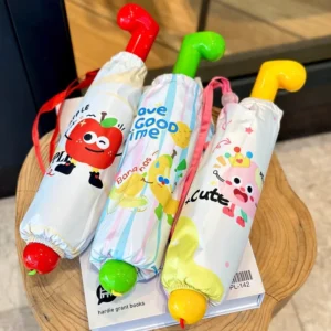 Factory UV Children’s Folding Umbrella Red Boots Custom Kids Diy Painting Pattern Three Folding Umbrella for Travel