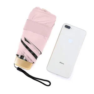 Factory UV Protection 6 Ribs Pink Folding Mini Umbrella Ladies Small Pocket Umbrella