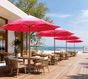 Factory Waterproof Eco Aluminum Patio Umbrella for Garden Courtyard Hotel Balcony Park Cafe Shade