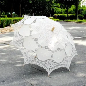 Factory White Lace Embroidery Handmade Umbrella
