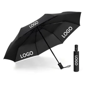 Fully Automatic Iron Tube 8-Rib Windproof Three-Folding Travel Umbrella for Adults, 95cm Open Diameter