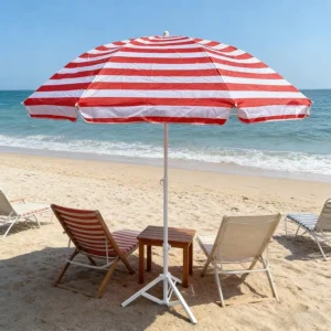 Factory direct 170T Striped Polyester Filament Iron Rod Customizable China made Beach Umbrella Sunshade Stall Canopy Patio