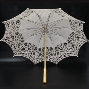 Fantastic Bride White Chinese Decorate Lace Parasol Umbrella for Wedding