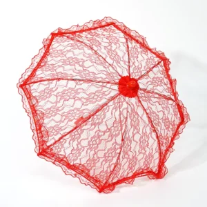 Fashion Manual Red Lace Umbrella Custom Logo Promotional Straight Umbrellas for Wedding