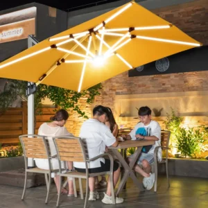 Fashion Outdoor Cantilever Type Umbrella Garden Sunshade Parasol Solar Energy Led Patio Umbrellas & Bases
