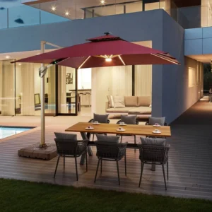 Fashion Outdoor Umbrella Garden Patio Beach Umbrellas Sola Led Light Parasol 3.0M