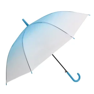 Fashion Transparent Gradient Color Umbrella Semi Automatic Long Handle Colorful Clear Umbrellas