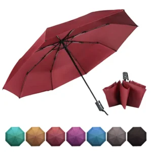 Fashion Travel Portable 3 Fold Promotional Custom Automatic Open Folding Pongee Umbrella with Alloy Ribs and Logo
