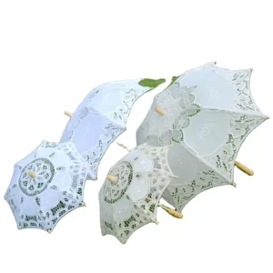 Fashion Wedding Lace Umbrella White Lace Wooden Handle Wedding Bride Umbrella European Style Wedding Lace Umbrella