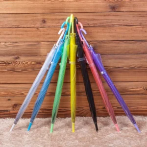 Fashion Women PVC Clear Polka Dot Transparent Umbrella Rainbow Colorful Umbrella