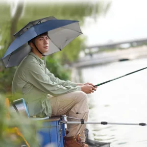 Fiberglass Frame Double Canopy Air-Vented Portable Head Fishing Umbrella Hat