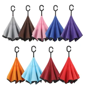 Fiberglass Frame Reversible Inversion Custom Logo Printed Reverse Inverted Umbrella Reversible Umbrella