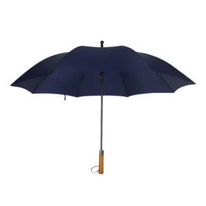 Fiberglass Stick Rain Umbrella with Wooden Handle Rubber Top 27 Inch 8-Panel Rope Hook Straight European Design