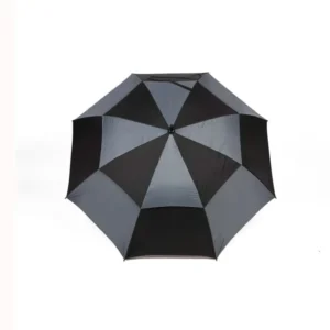 Fiberglass Straight Windproof Double Canopy UV Golf Umbrella with Custom Printing