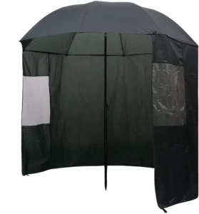 Fishing Brolly Shelter Umbrella with Side Panels, Adjustable Height, Clear Window