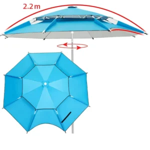 Fishing Umbrella Thickened Sun Protection and Sunshade Umbrella 2.4M Universal Double Layer Folding Rainproof Large Fishing Umbr
