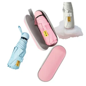 Five Fold Manual Sunshade Umbrella Women Both Sunny Rainy Use UV Protection Mini Portable Pocket Capsule 8 Ribs Rubber Handle