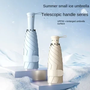 Five-Folding Telescopic Handle Black Coating UV Protection Umbrella Custom Printing
