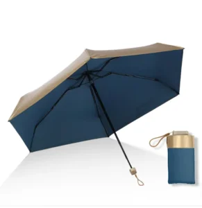Flat 5-fold Mini Gold Oil Painting Sunscreen Umbrella Parasol Rain or Shine Dual-use Anti-ultraviolet Sun Umbrella
