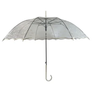 Flower Design Manual Straight Transparent Plastic POE Umbrella for Adults