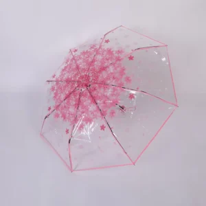 Flower Foldable Transparent Straight Umbrella for Adults