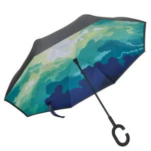 Flower Print Inside-Out Reversed Umbrella
