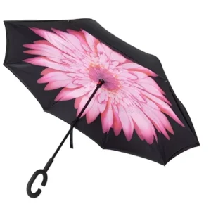 Flower Reversible C-Hook Handle Inverted Umbrella