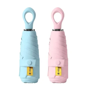 Fold Umbrella Sunshade Mini Portable Lady Umbrella with Box Sunscreen Ring Handle Sunny and Rainy Umbrella