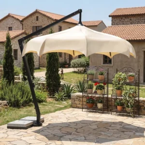 Foldable Aluminum Alloy Garden Sun Umbrella Large Offset Cantilever Parasol for Villa Courtyard Outdoor Furniture