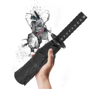 Foldable Anime Katana Umbrella with Japanese-Style Samurai Sword Design for Cosplay and Decor
